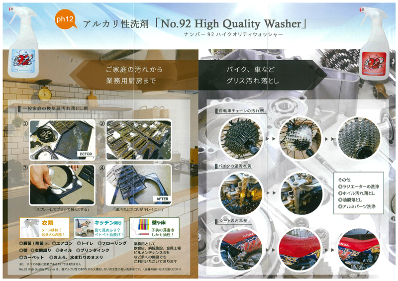 No.92 油汚れ洗浄液 High Quality Washer TYPE「S」（原液タイプ） 500ml | オグショーオフィシャルネットストア