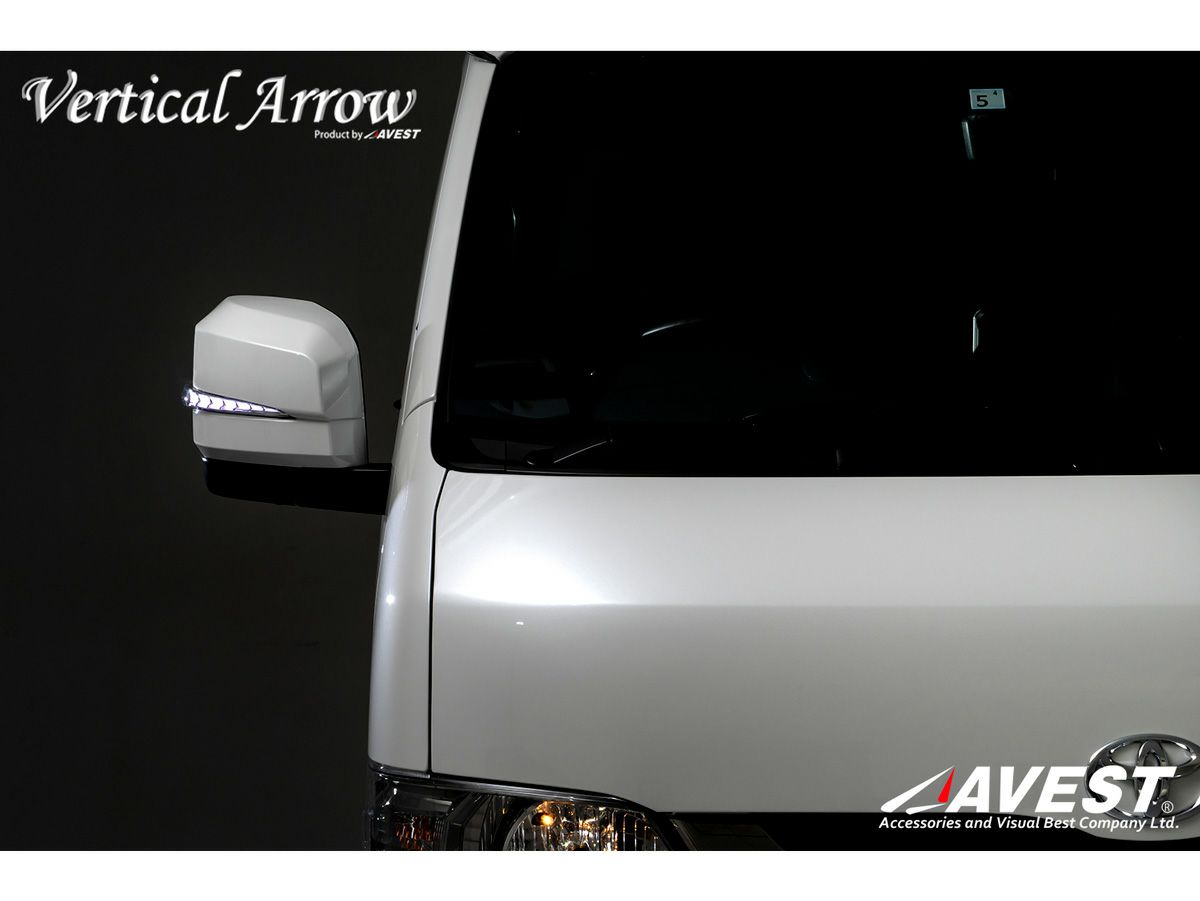 AVEST VerticalArrow LEDドアミラーウインカー ハイエース 200系用 オプションランプホワイトLED クロームメッキタ  外装、ボディパーツ